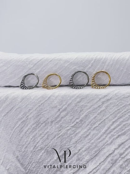 Implant grade titanium hinged hoop ring for daith piercing
