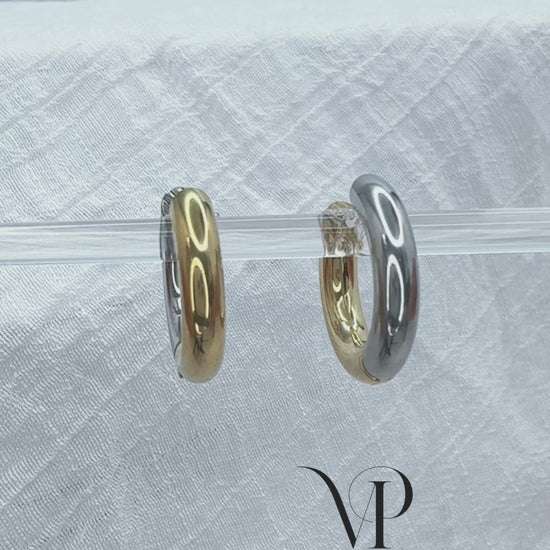 Mixed color silver and gold thick hoop earrings 4mm for piercings
