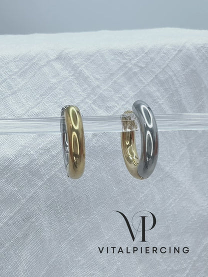 Mixed color silver and gold thick hoop earrings 4mm for piercings
