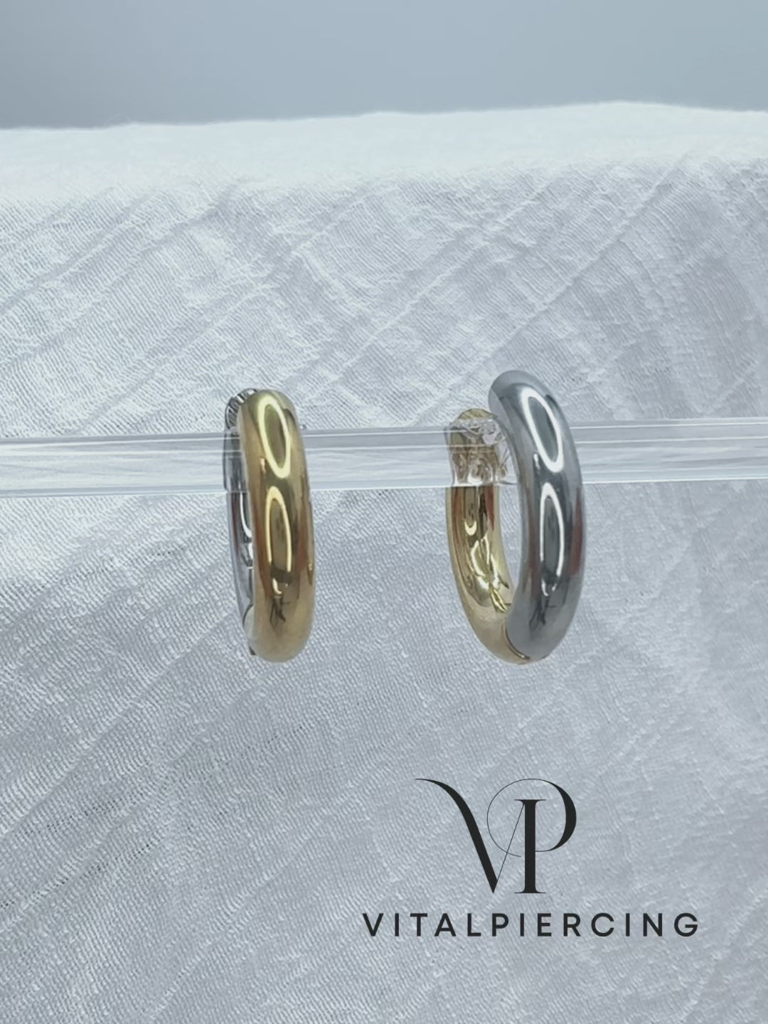 Mixed color silver and gold thick hoop earrings 4mm for piercings
