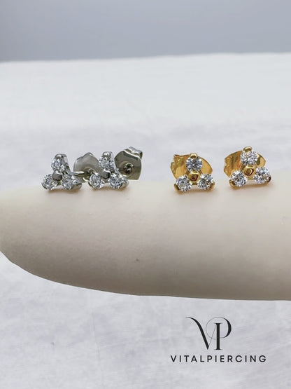 ✨ Implant Grade Titanium Trinity CZ Stud Earring