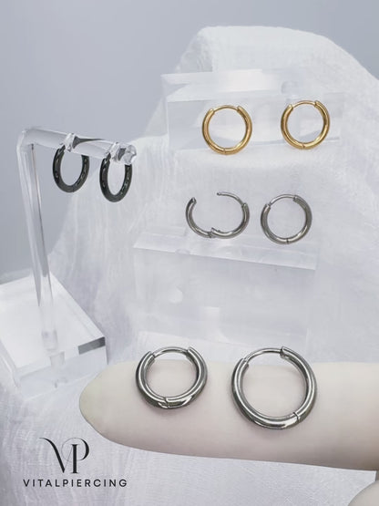 ✨ Titanium 2mm Hinged Plain Round Hoop Earrings