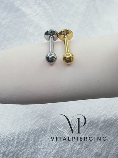 ✨ Titanium 16G Round Ball Top with Internally Threaded Labret Bar