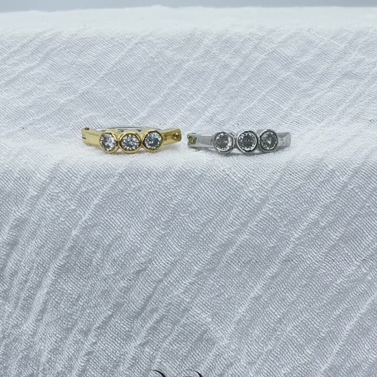 Surgical steel bezel set CZ hinged belly button ring curved barbell
