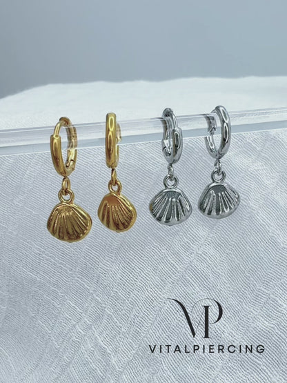 ✨ Shell Dangle Small Huggie Earrings