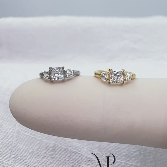 Titanium hinged hoop ring with square and round geometric design
