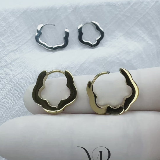 Flower huggie hoop earrings for lobe and cartilage piercings
