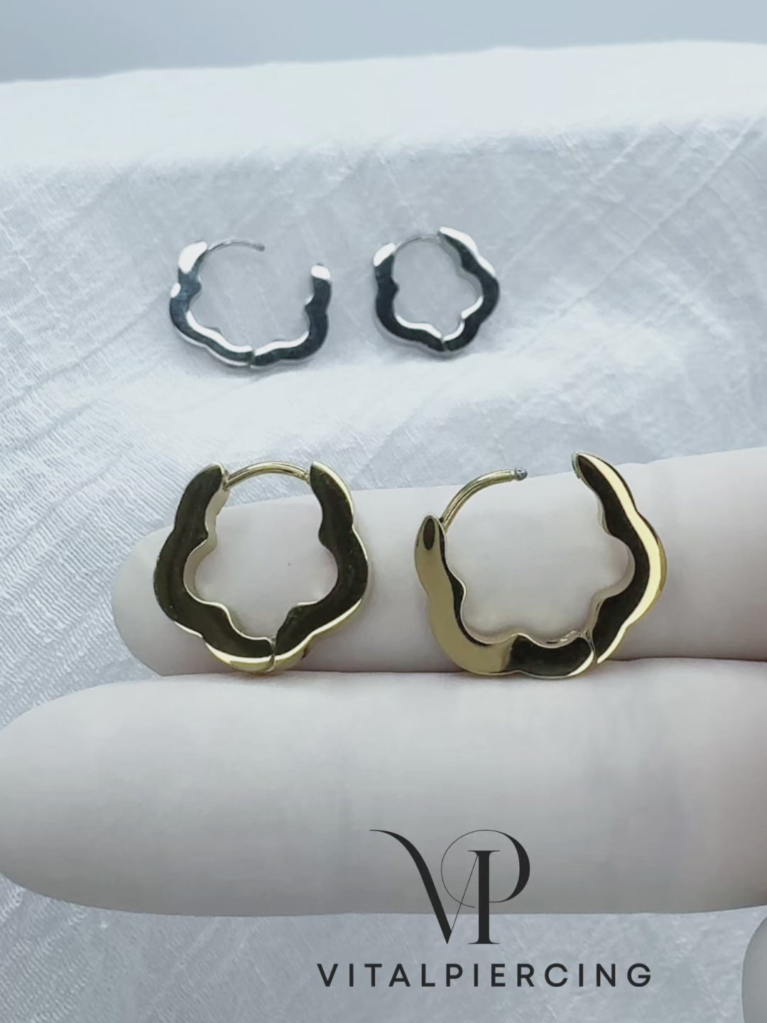 Flower huggie hoop earrings for lobe and cartilage piercings
