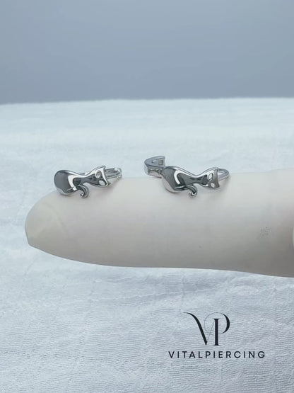 ✨ 925 Silver Cat Huggie Hoop Earrings