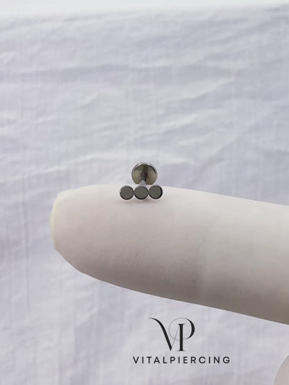 ✨ Titanium Threadless Push In  Triple Flat Round Top Top Labret Stud