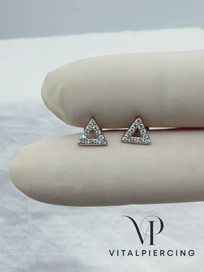 ✨ 925 Silver CZ Triangle Stud Earrings