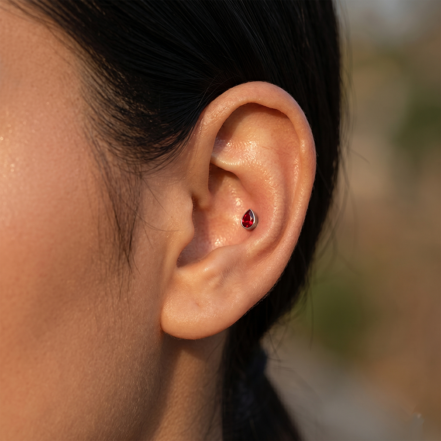 Titanium Teardrop CZ Threadless Top