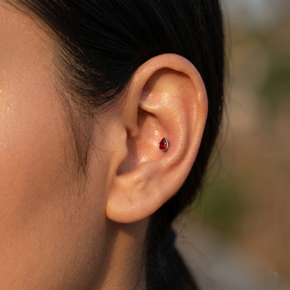 Titanium Teardrop Opal Threadless Top