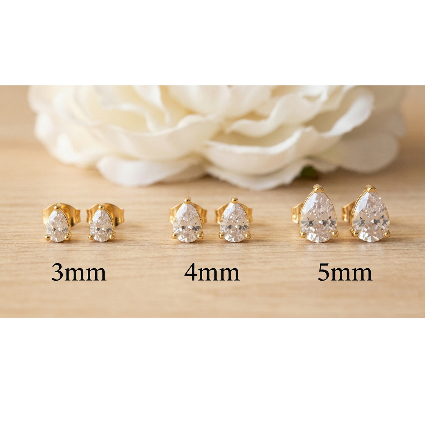 Surgical Steel Teardrop CZ Stud Earrings 20G