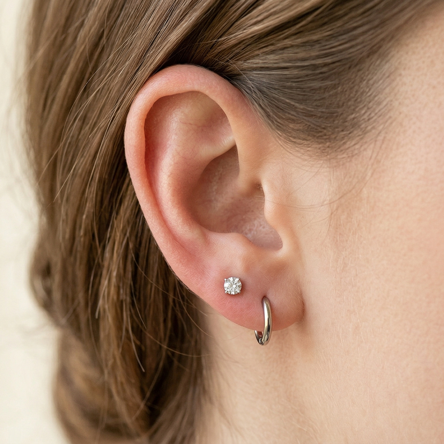 Titanium Clear CZ Prong Set Threadless Stud