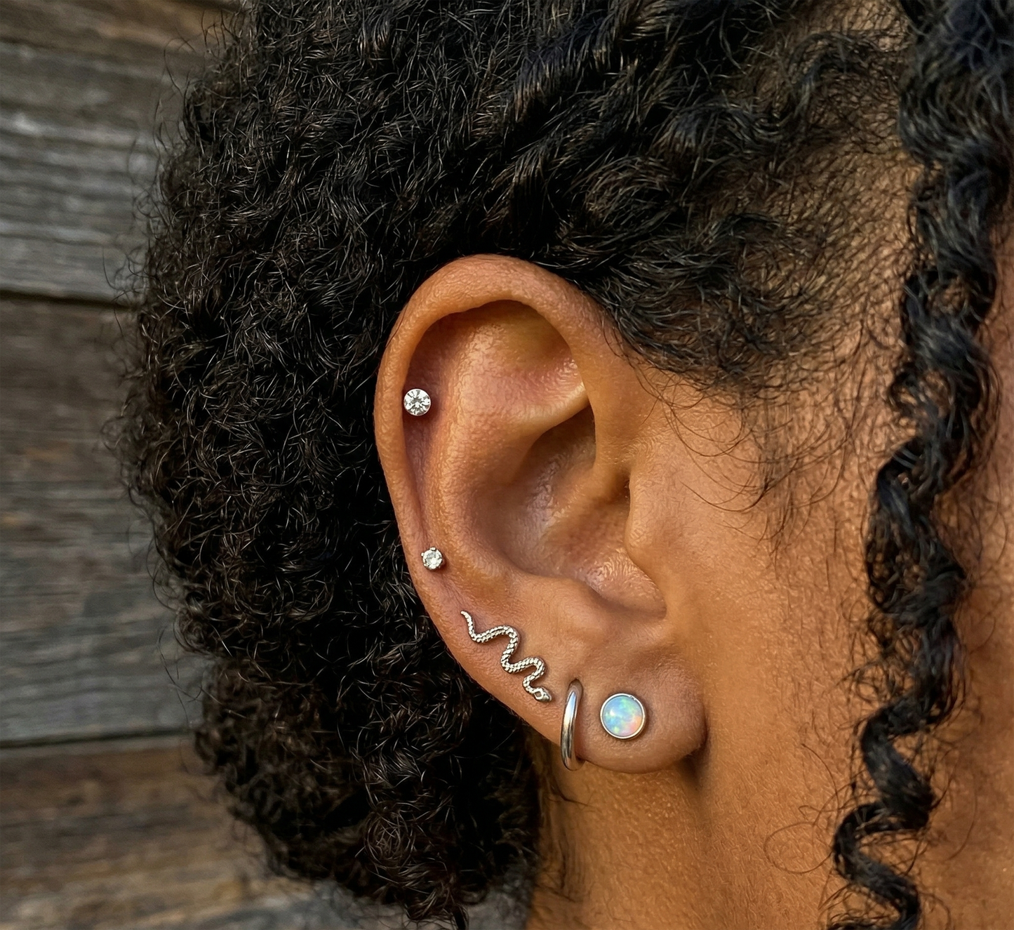 Titanium Snake Threaded Labret Stud 16G