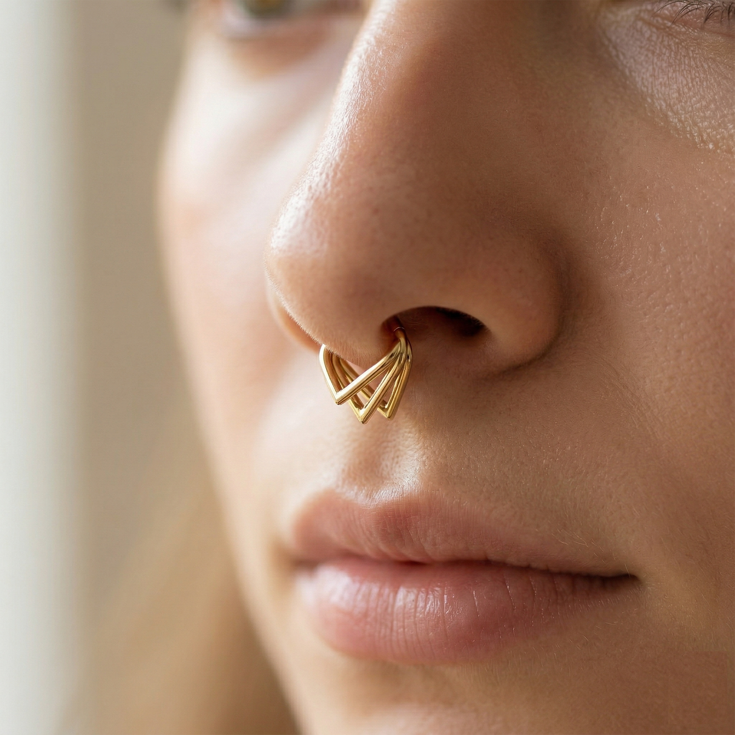 Titanium Triple Chevron Clicker Hoop 16G