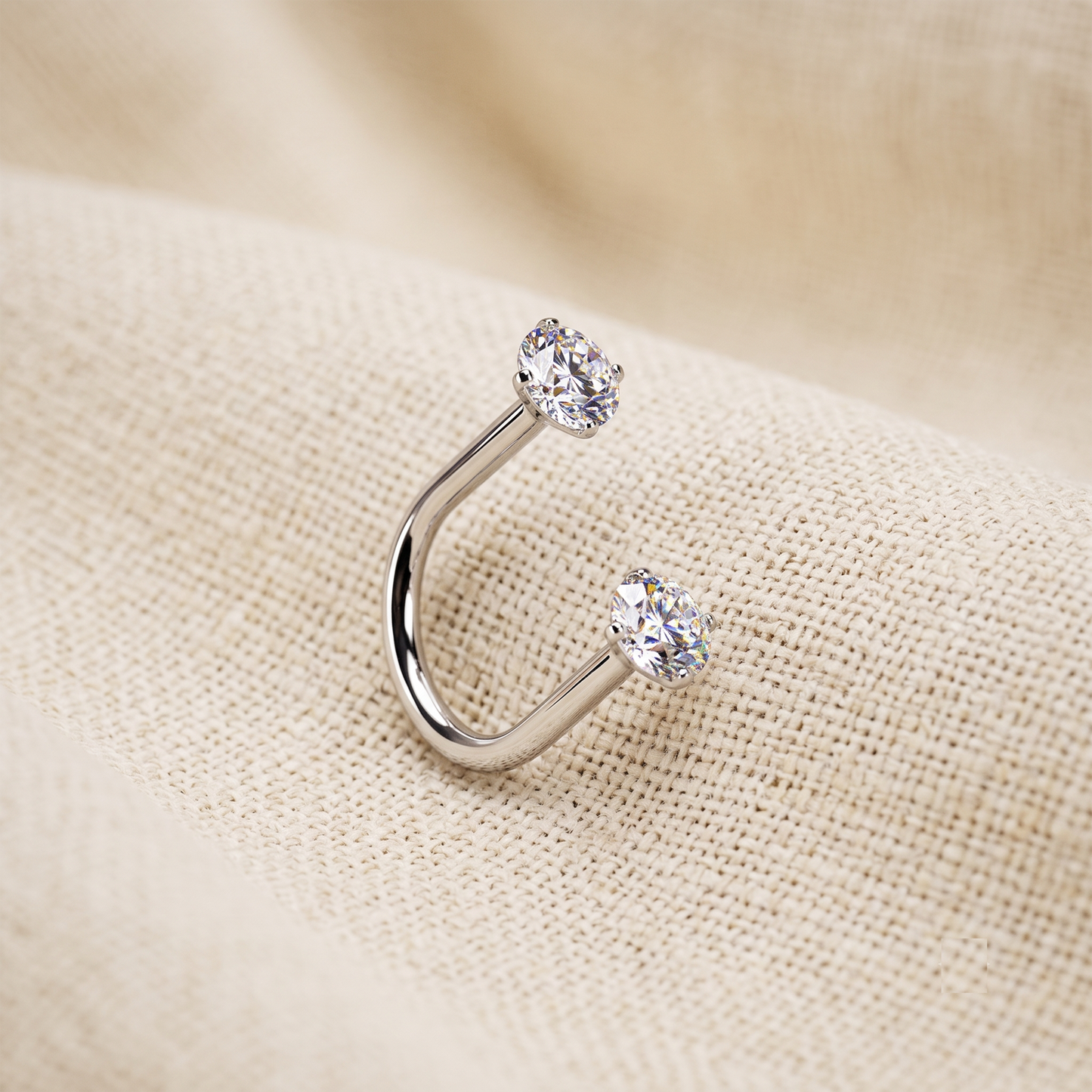 Titanium U Hoop with Threadless CZ Top