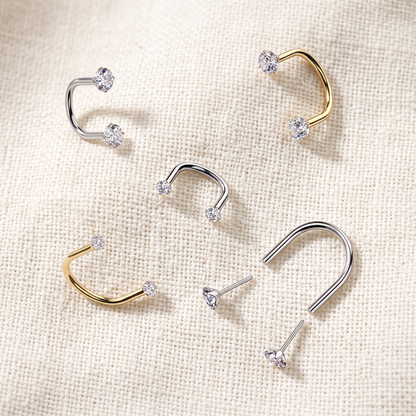 Titanium U Hoop with Threadless CZ Top