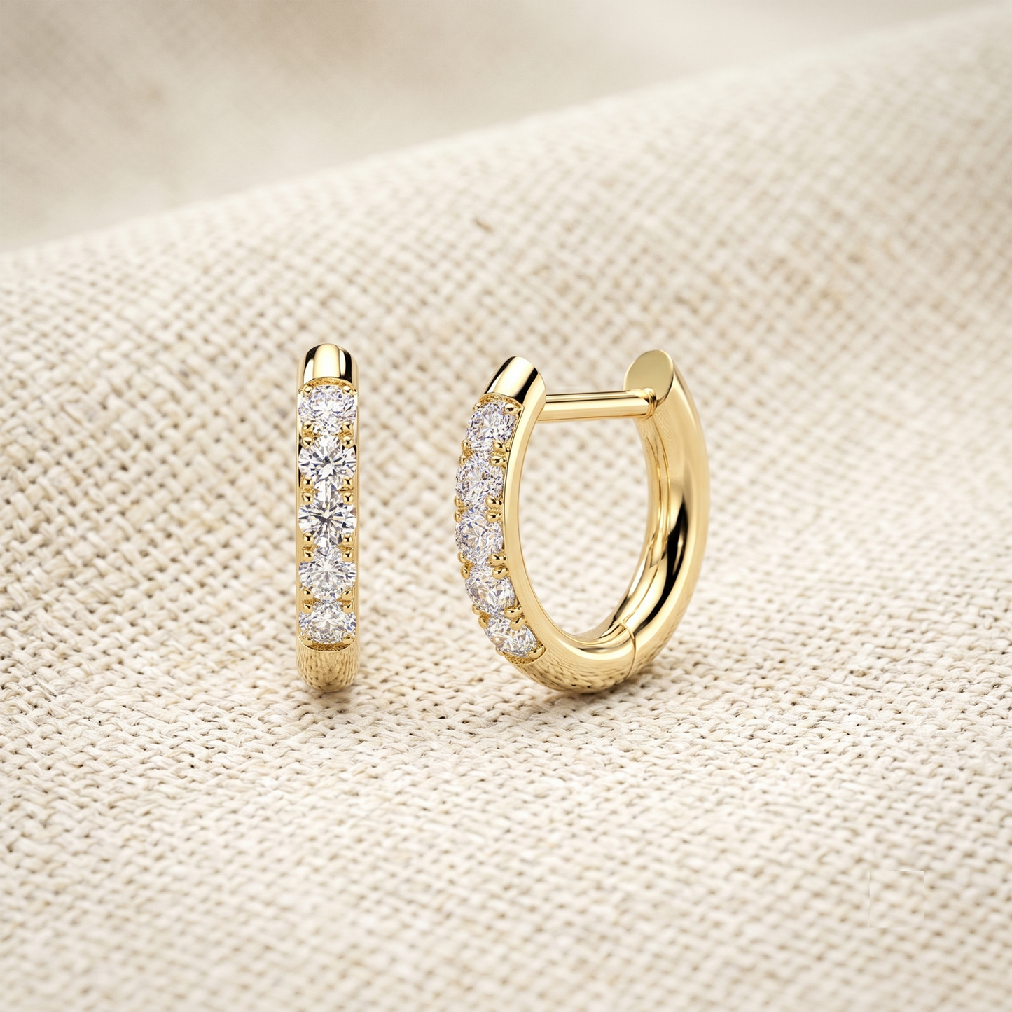 Surgical Steel CZ Front Hinged Straight Pin Hoop Earrings (Pair)