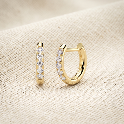 Surgical Steel CZ Front Hinged Straight Pin Hoop Earrings (Pair)