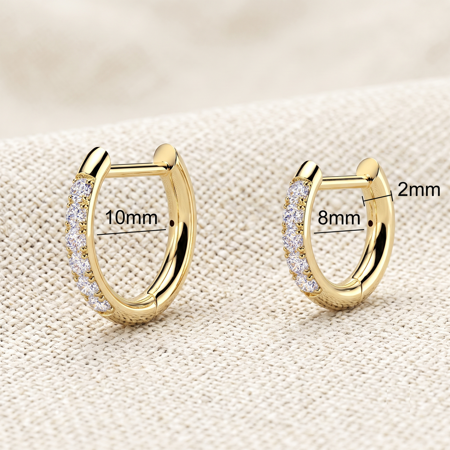 Surgical Steel CZ Front Hinged Straight Pin Hoop Earrings (Pair)