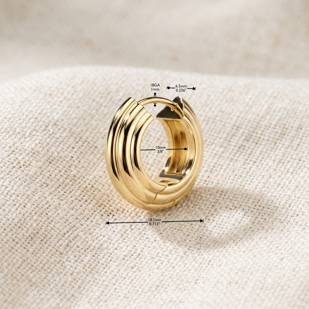 Surgical Steel Layered Wide Hinge Hoop Huggie Earrings (Pair)