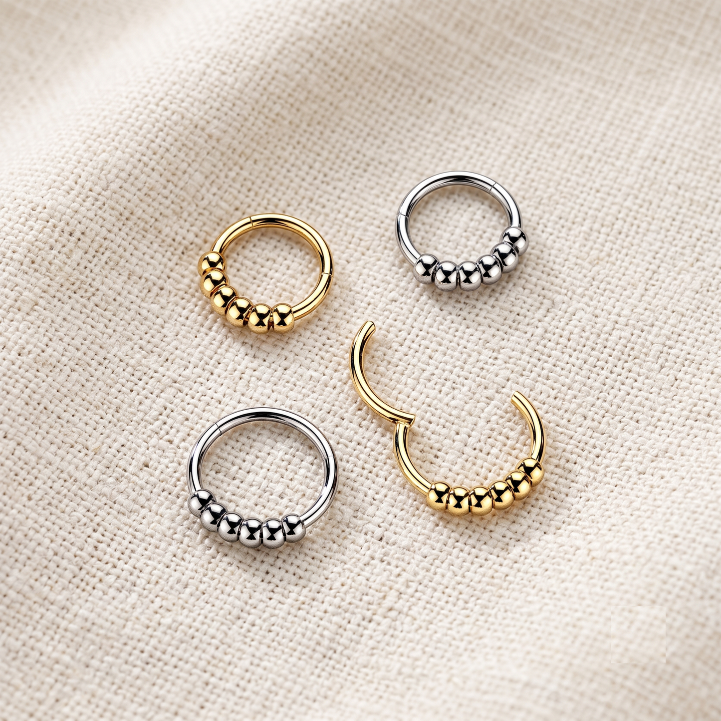 Surgical Steel 5-Ball Hinged Segment Hoop Ring