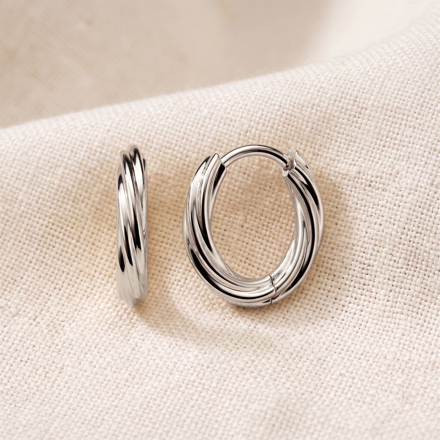 Surgical Steel Twisted Huggie Hoop Earrings - Rope – Vital Piercing