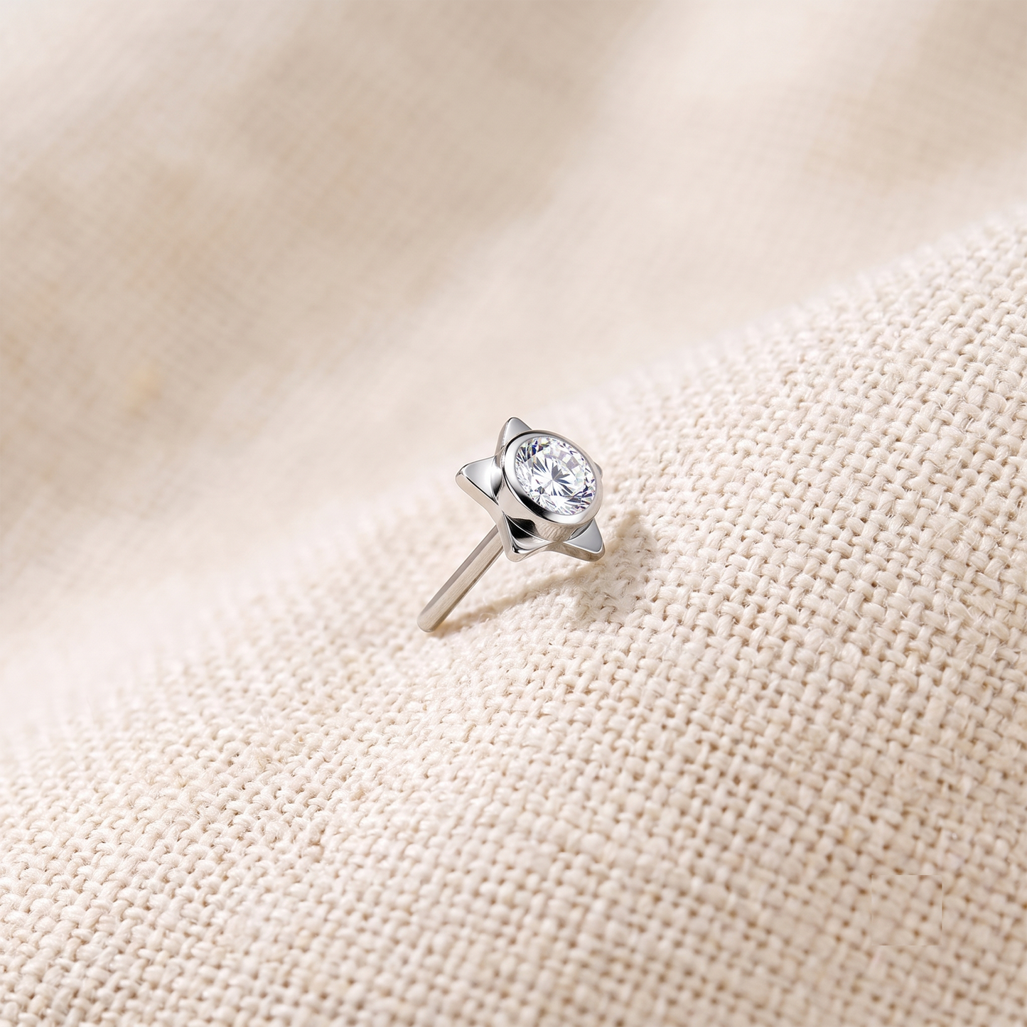 Titanium Star Bezel CZ Threadless Top