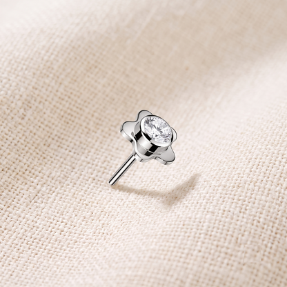 Titanium Flower Bezel CZ Threadless Top