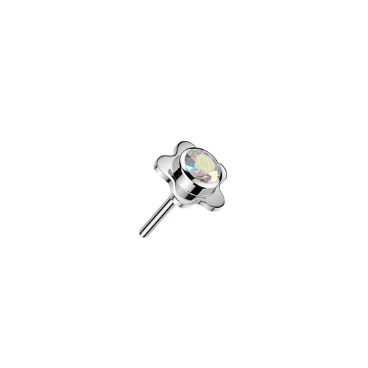 Titanium Flower Bezel CZ Threadless Top