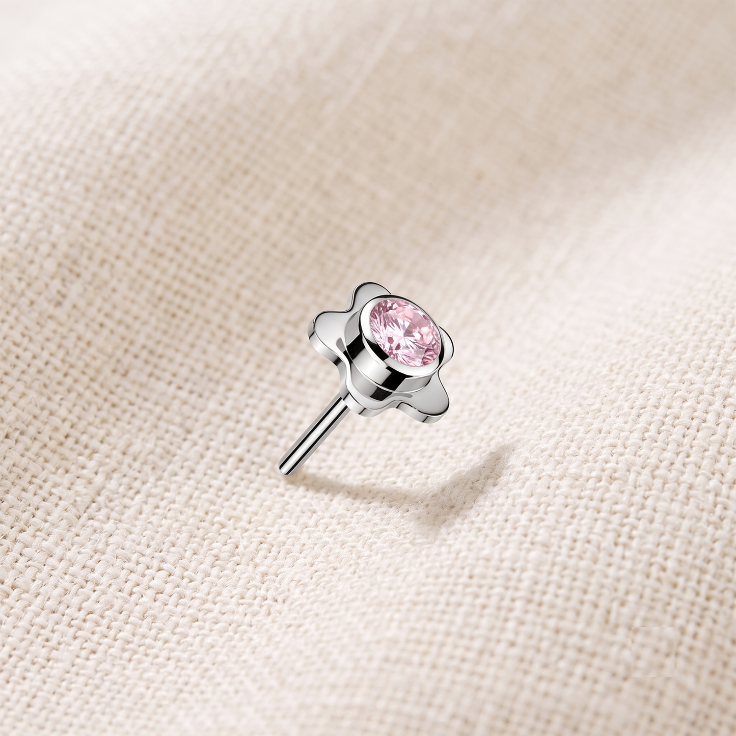 Titanium Flower Bezel CZ Threadless Top