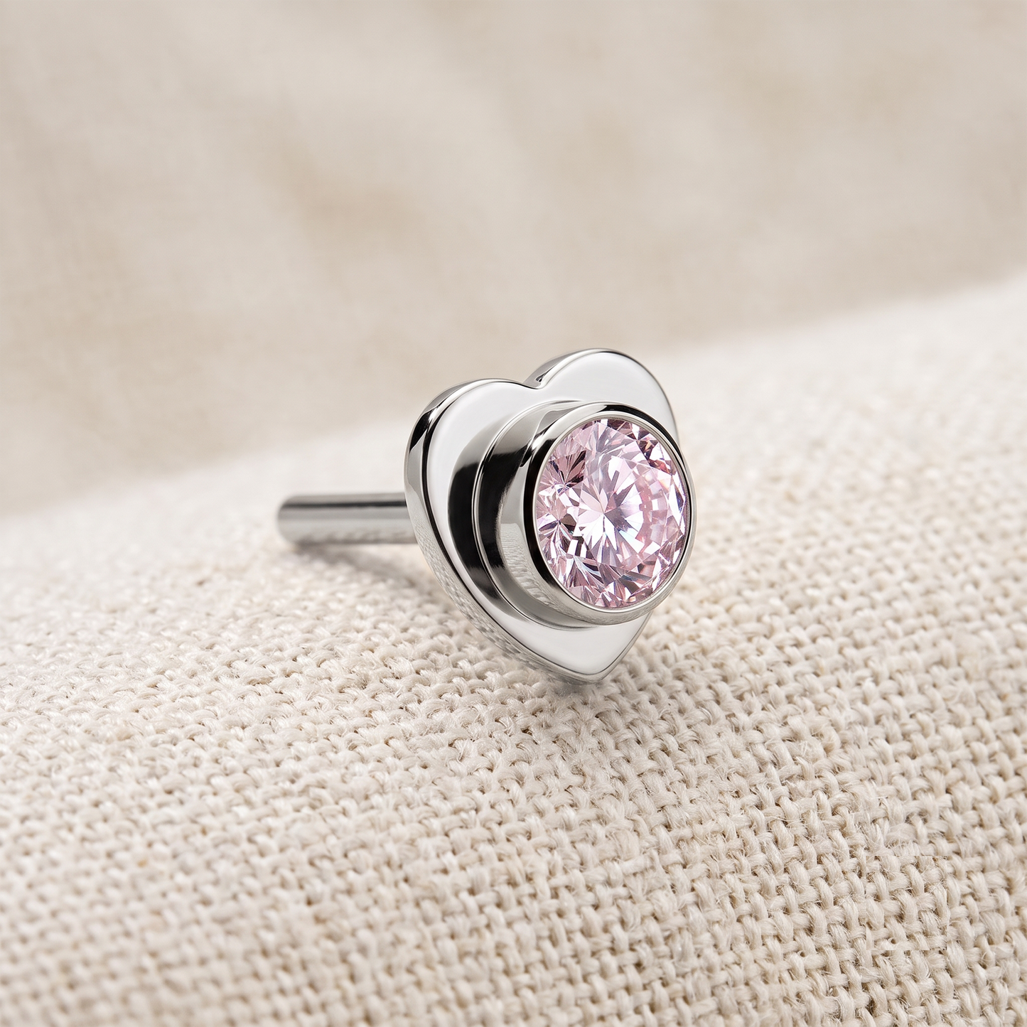 Titanium Heart Bezel CZ Threadless Top