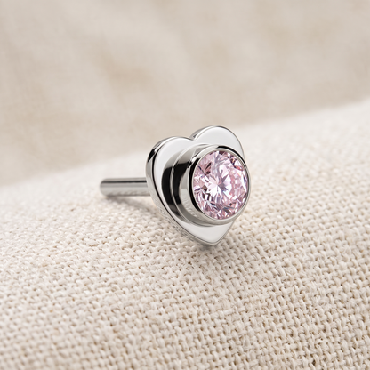 Titanium Heart Bezel CZ Threadless Top