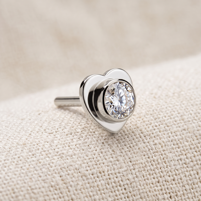 Titanium Heart Bezel CZ Threadless Top