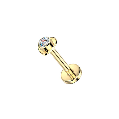 Titanium Heart Bezel CZ Threadless Flat Back Stud