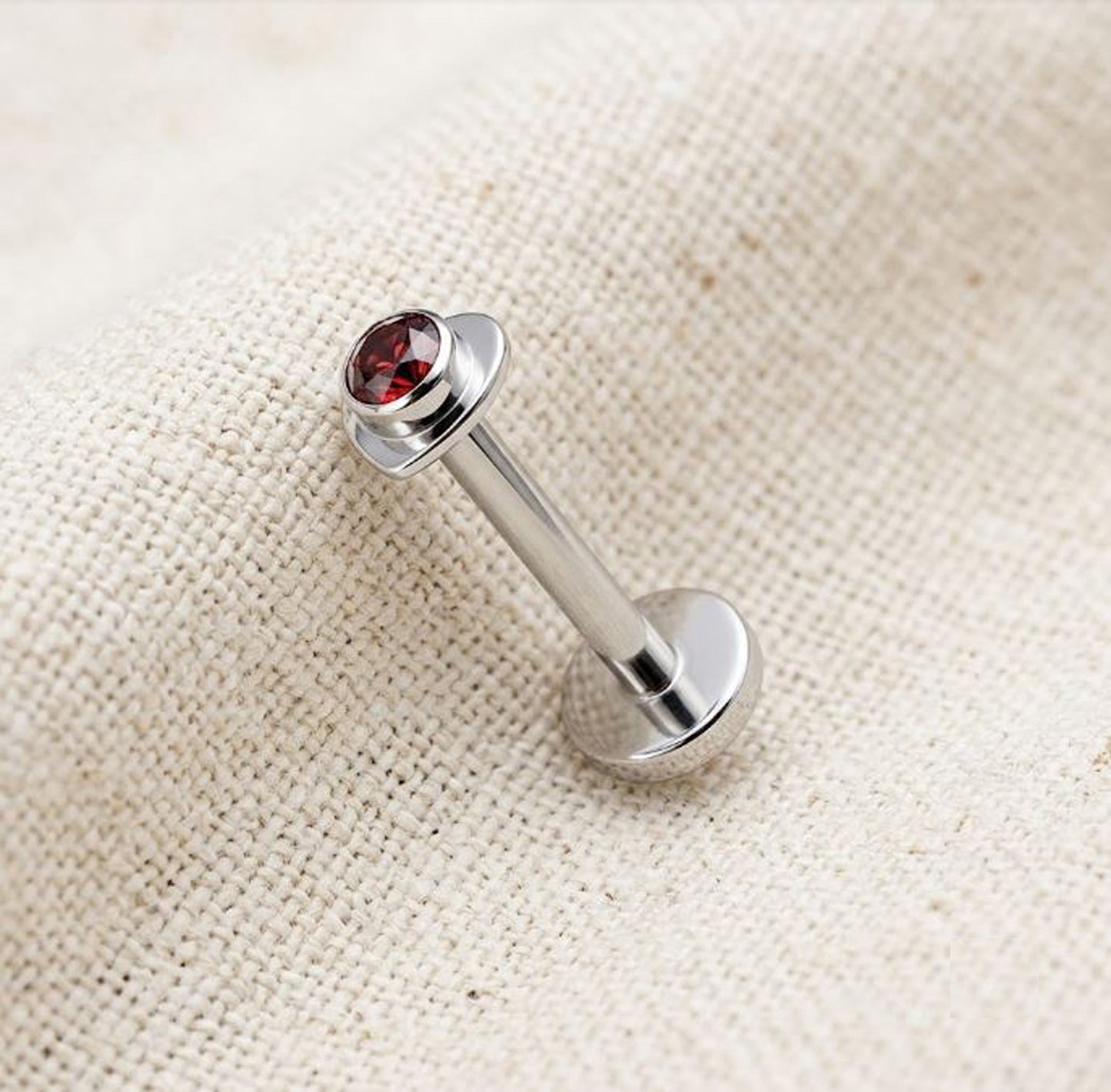 Titanium Heart Bezel CZ Threadless Flat Back Stud