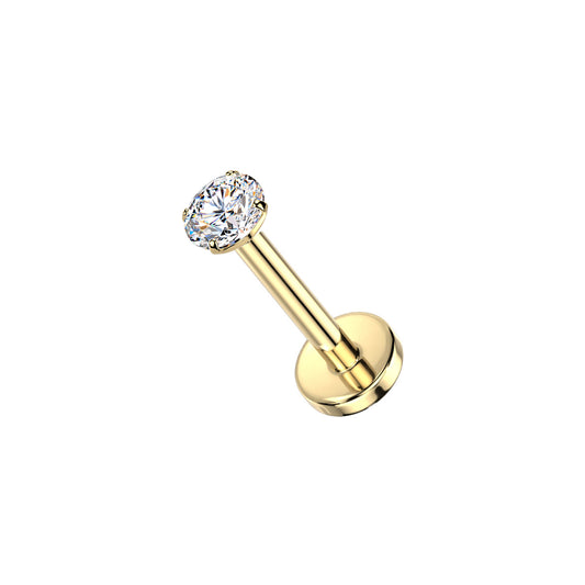 Gold Titanium Moissanite Threadless Flat Back Stud