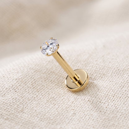 Gold Titanium Moissanite Threadless Flat Back Stud