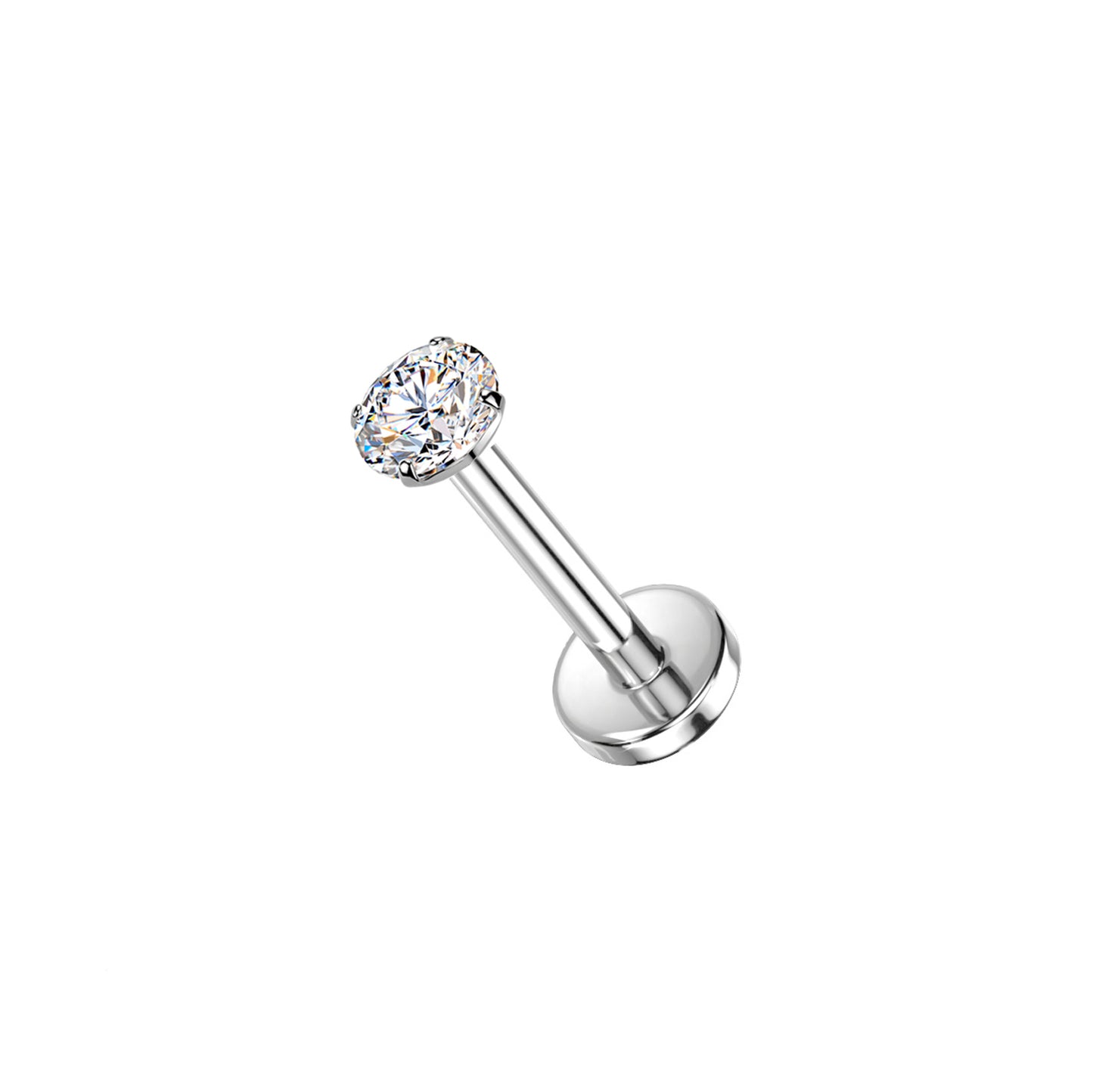 Titanium Moissanite Threadless Flat Back Stud