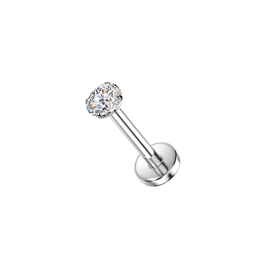 Titanium Moissanite Threadless Flat Back Stud