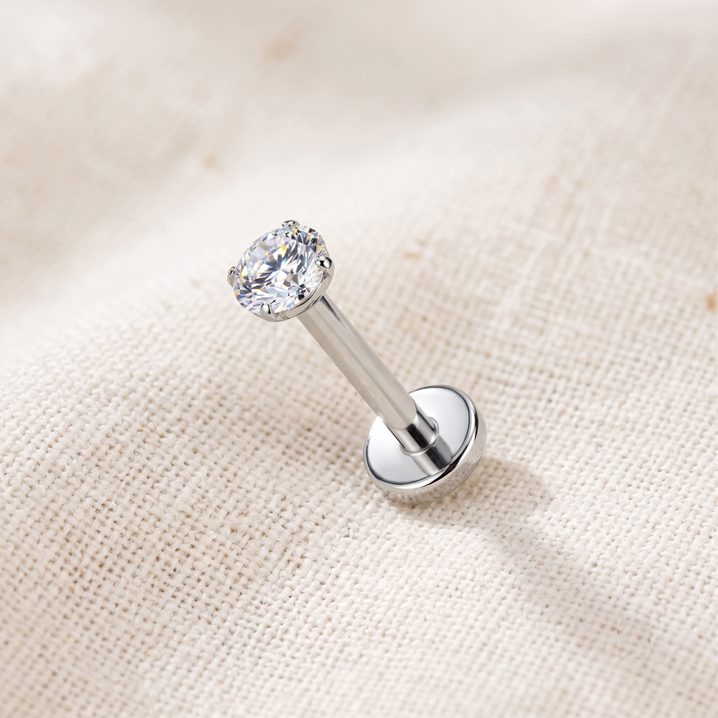 Titanium Moissanite Threadless Flat Back Stud
