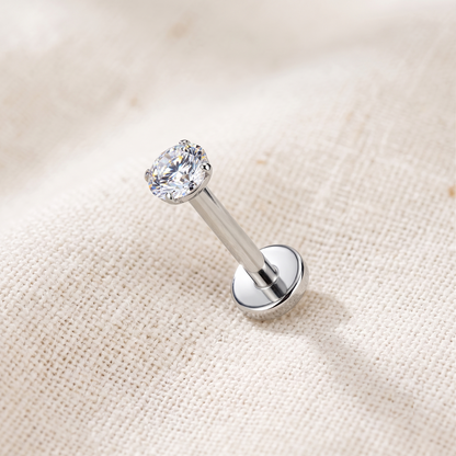 Titanium Moissanite Threadless Flat Back Stud