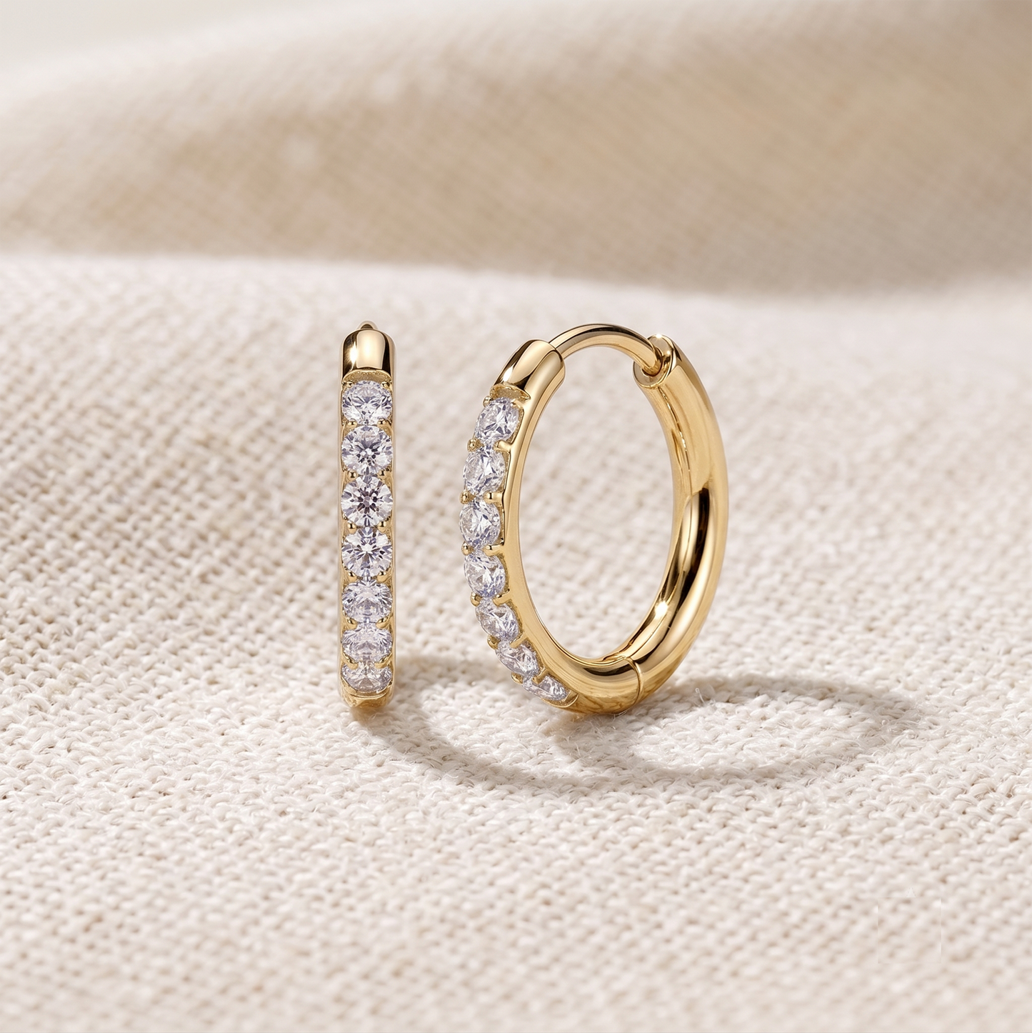Titanium Moissanite Hinged Hoop Earrings (Pair)