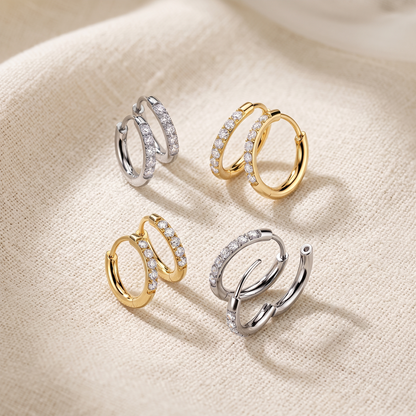 Titanium Moissanite Hinged Hoop Earrings (Pair)