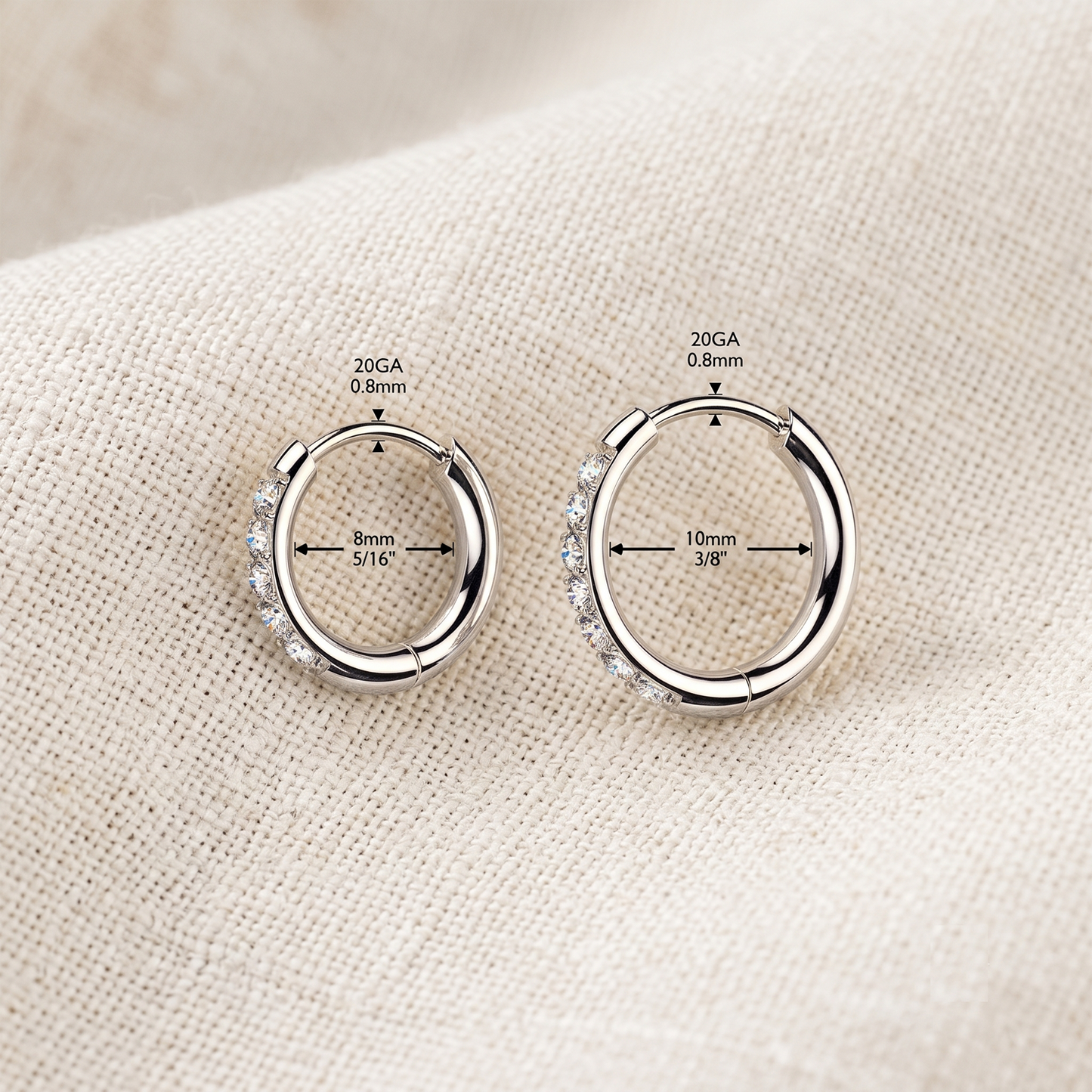 Titanium Moissanite Hinged Hoop Earrings (Pair)