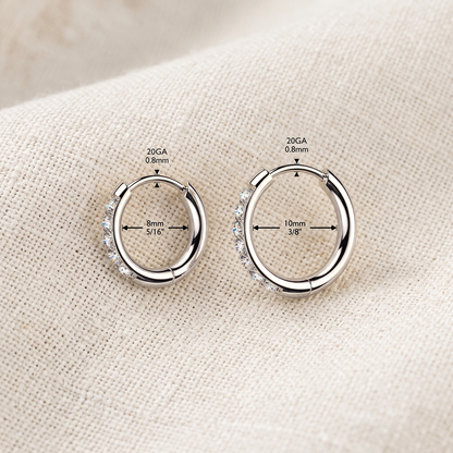 Titanium Moissanite Hinged Hoop Earrings (Pair)