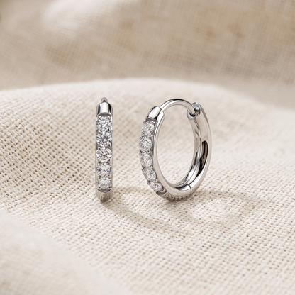 Titanium Moissanite Hinged Hoop Earrings (Pair)
