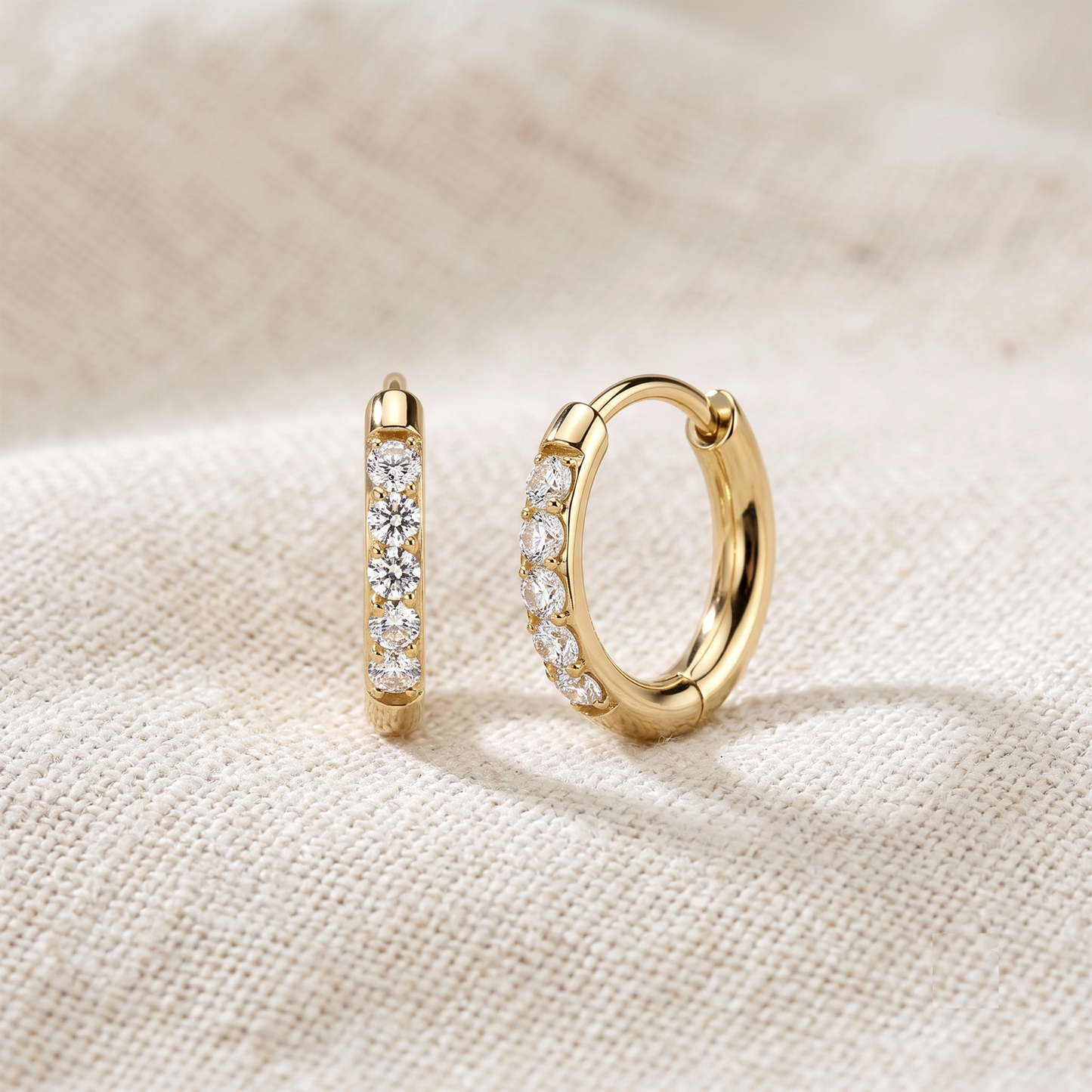 Titanium Moissanite Hinged Hoop Earrings (Pair)
